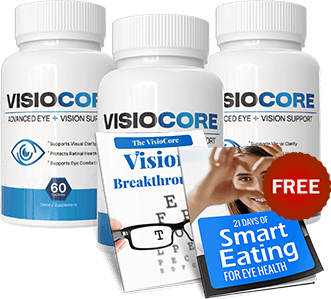 VisioCore eye health supplement bottles